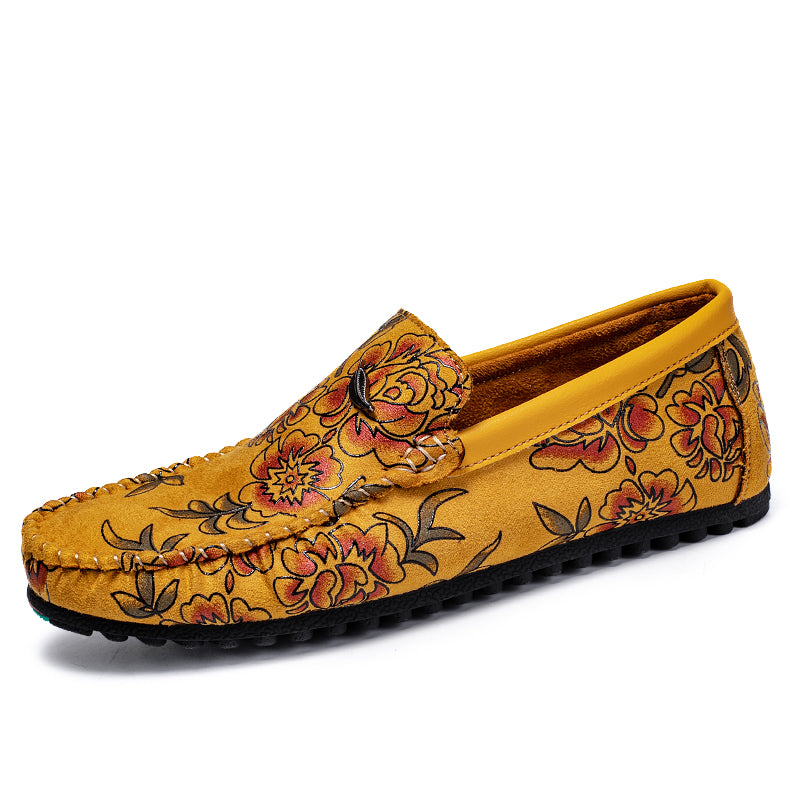 Mocasines florales de piel